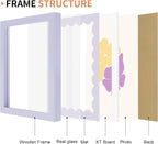 6x8 Picture Frame with Wavy Mat, Wooden Real Glass 6 x 8 Photo Frame - Image 5