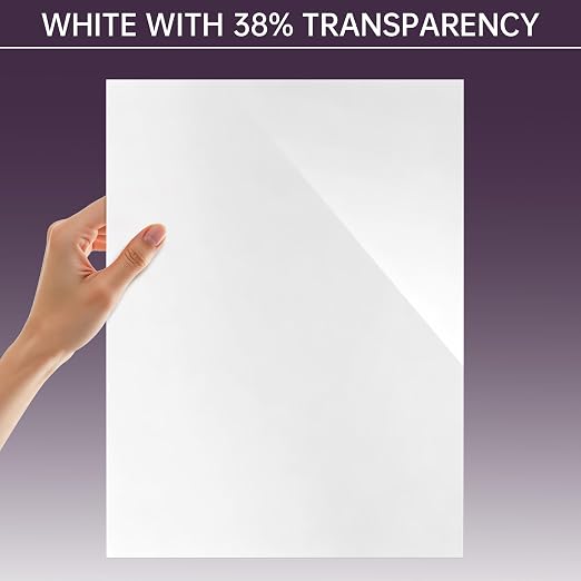 White Acrylic Sheet 12" x 16" x 1/8", 2 Pack ALCCIFI 38% Translucent Glossy - Image 4