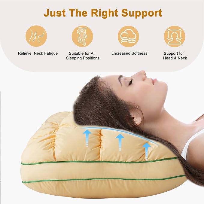YOUR MOON Fluffy Support Bed Pillow King Size, Super Soft Premium Down - Image 7