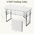 Folding Table, 4 FT Foldable Plastic Table - Image 3
