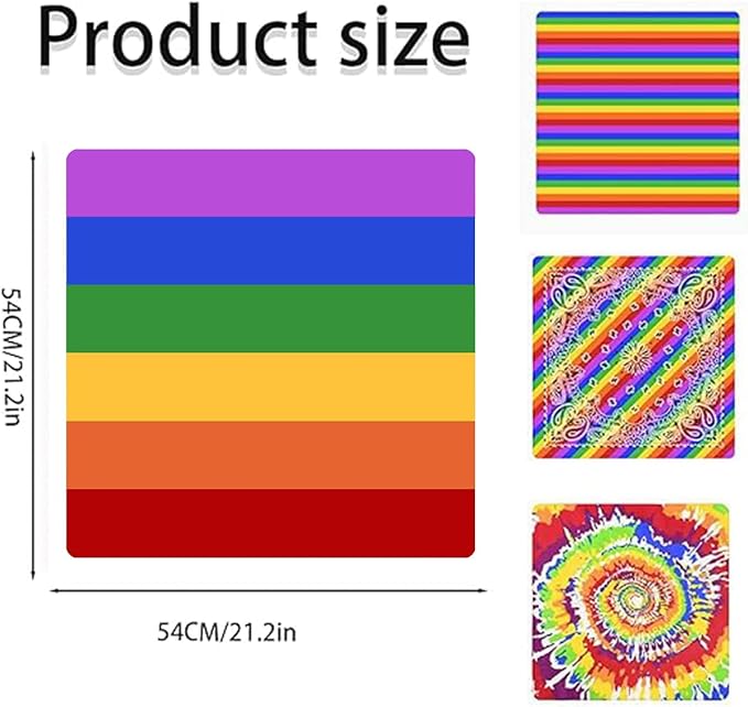 4 Pieces Rainbow Bandana LGBTQ Gay Pride Headband Hippie Bandana Square Tie Dye - Image 2
