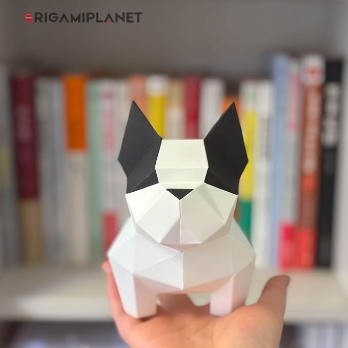 Bulldog 3D Origami Paper Craft Kit, Easy DIY Pre-Cut Puppies Paper Sculpture - Image 7