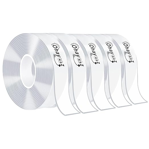 Ohayooz 5 Rolls Extra Strong Double Sided Tape Heavy Duty Removable | Total by MakeYourLifeBetter