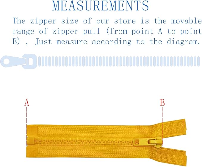 ANPURZII 2PCS #5 26 Inch Loquat Yellow Separating Jacket Zippers - Image 2