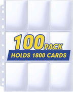 Trading Card Sleeve Pages, PANDRI 100 Pack 9 Pocket Trading Card Storage Album by PANDRI