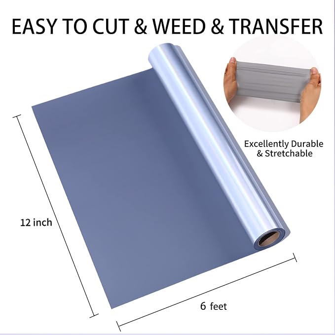 Reflective Heat Transfer Vinyl Silver Reflective HTV Vinyl Rolls 12inch x 6feet - Image 3
