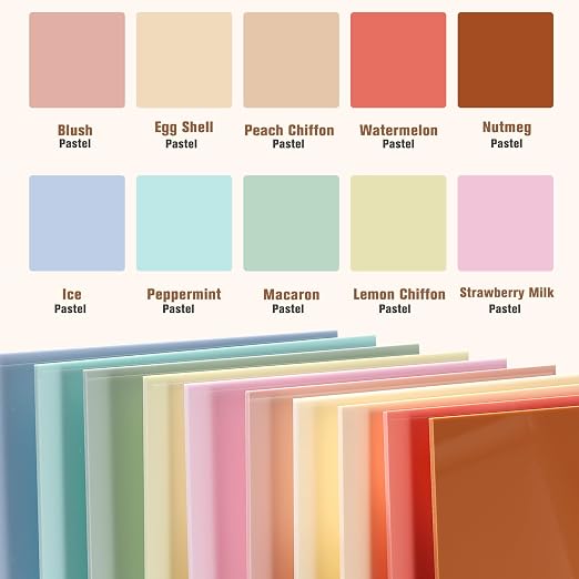 Macaron Pastel Acrylic Sheets 12x12-10 Pcs 1/8 Inch Thick, Dual Finish Matte & - Image 2