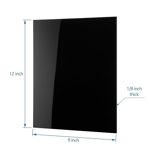 KAITELA Pack of 10 Black Acrylic Sheet 8" x 12" Cast Plexiglass Panel 1/8" - Image 3