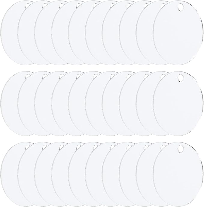 PATIKIL 1.2" Dia. Acrylic Circles, 30 Pack Round Clear Plastic Sheet Ornament by PATIKIL