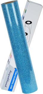 guangyintong Heat Transfer Vinyl Glitter Sky Blue HTV Rolls, Glitter HTV Vinyl by guangyintong