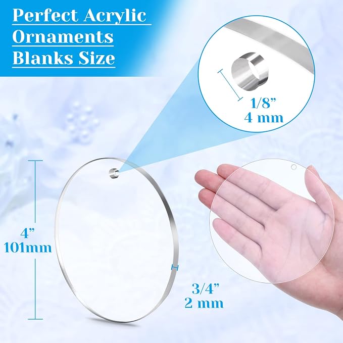 Audab Acrylic Ornament Blanks for Vinyl, Large Clear Acrylic Discs Round - Image 4