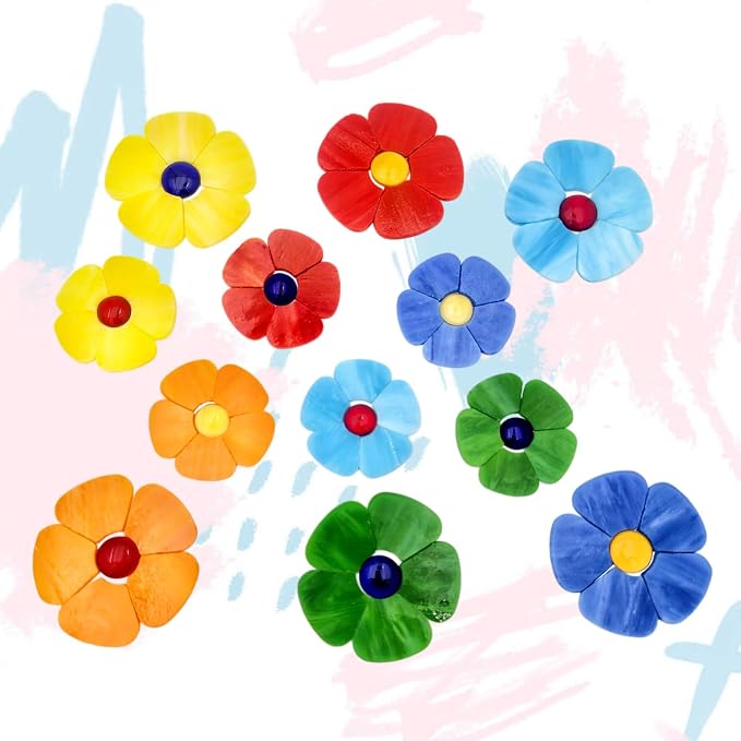 Esweny 12 Flower Stained Glass Mosaic Tiles - Image 7