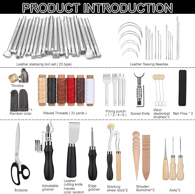 TLKKUE Leather Working Tools Leather Craft Tools - Image 3