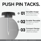150 PCS Flat Black Push Pins for Wall Clear Thumb Tacks for Walls Flat - Image 2