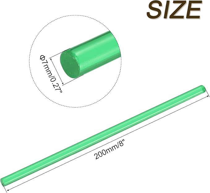 uxcell Mini Hot Glue Sticks for Glue Gun 7mm x 200mm Transparent Green 12pcs - Image 2