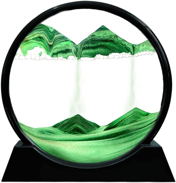 Muyan Moving Sand Art Picture Sandscapes in Motion Round Glass 3D Deep Sea Sand by Muyan