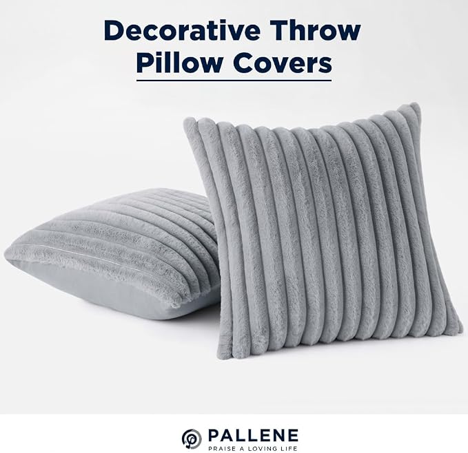 Pallene Faux Fur Plush Throw Pillow Covers 26x26 Set of 2, Luxury Soft Fluffy - Image 8