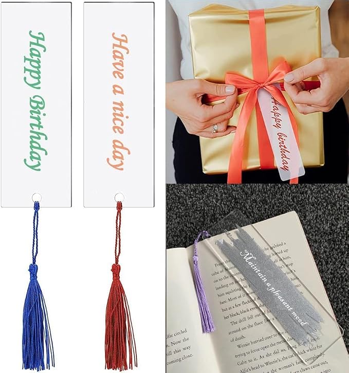 Clear Acrylic Bookmark, BetterJonny 20 Set Plastic Blank Book Page Mark - Image 3