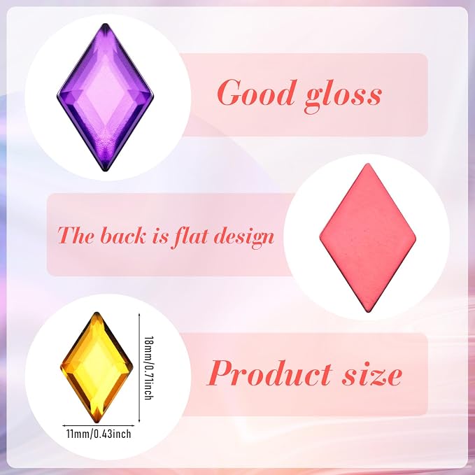 100 Pcs Flat Back Diamond Acrylic Crystal Rhinestones Plastic Gems - Image 2
