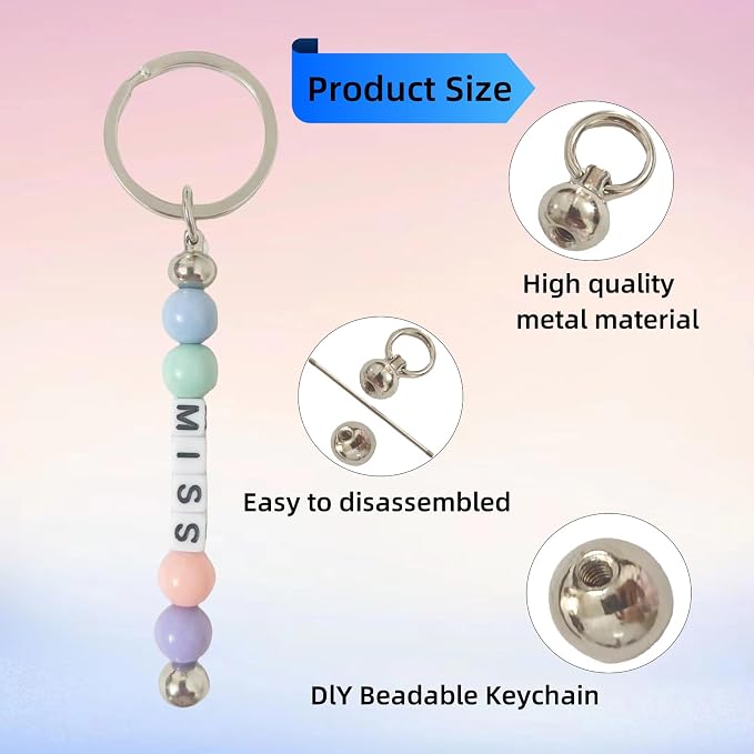 20 Pcs Beadable Keychain Bars Blanks Keychain Making Supplies - Image 3