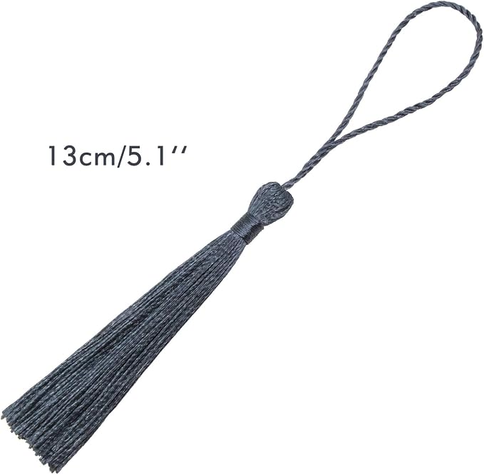 VAPKER 100 Pieces Dark Gray Color 13cm/5-Inch Silky Handmade Soft Tassels Floss - Image 2