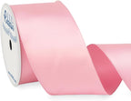 Ribbli Light Pink Double Faced Satin Wired Ribbon 2.5 Inch Pink Christmas Ribbon by Ribbli