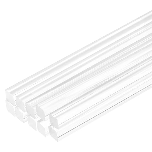 MECCANIXITY 10pcs Acrylic Square Rods 1/16" x 10" Clear Acrylic Dowel Rods by MECCANIXITY