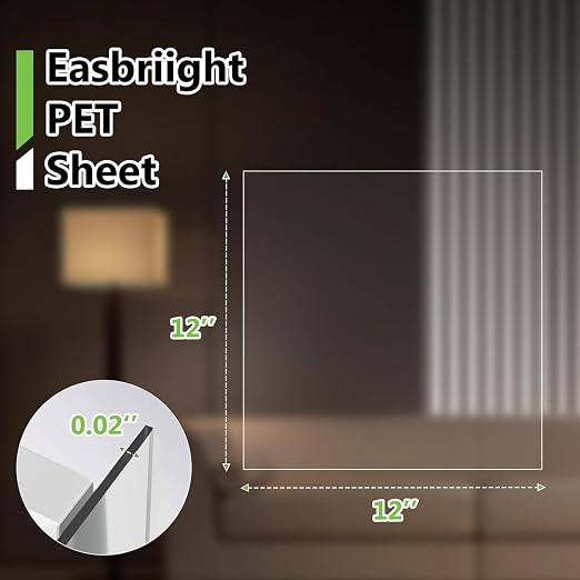 5-Pack of 12×12"×0.02" PET/Plexiglass Sheets, Transparent Flexible Plastic - Image 3
