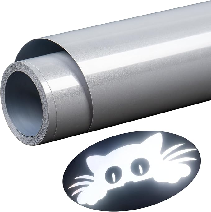 Aoder Reflective Heat Transfer Vinyl-11.8" x 10ft Light Grey Iron on Vinyl Roll by AoderDTFTransferFilm