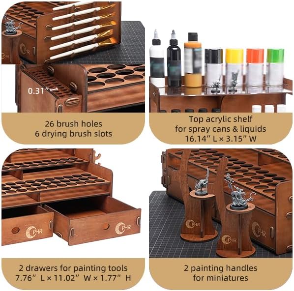 OPHIR Paint Organizer, Wooden 104 Holes Paint Holder - Image 4