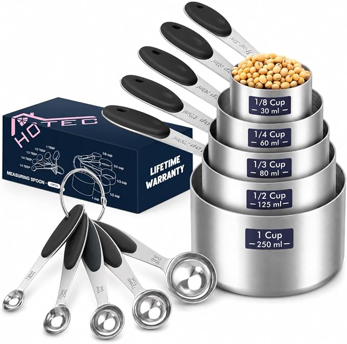 HOTEC 10-PACK Measuring Cups and Spoons Set, Kitchen Gadagets Cooking Baking by Hotec