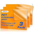 VOISEN 3 Pack Plexiglass Sheets 1/8 Inch Thick, Display Cases, Sneeze Guard by VOISEN