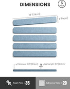 Fluxynara Cork Board Alternative Felt Strip Board 5-Pack 13"x2", Office Pin - Image 2