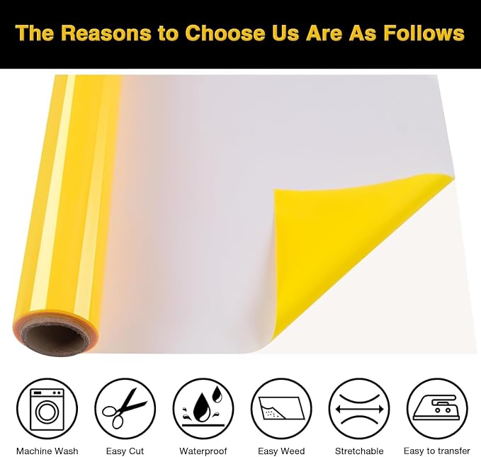 TORC Yellow Puff 3D HTV Vinyl Heat Transfer, Sportswear, Kids Clothing | Easy - Image 2