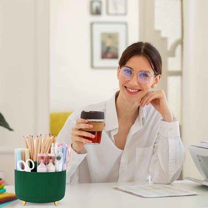 SKYDUE 360 Degree Rotating Desk Organizer, Dual-Purpose Pencil Pen Holder - Image 6