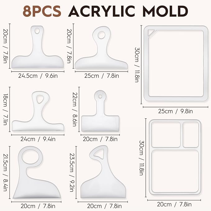 8PCS Acrylic Router Templates for Woodworking, 6 Clear Charcuterie Board - Image 2