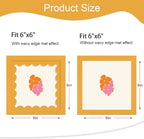 6x6 Picture Frame with Wavy Mat, Wooden Real Glass 6 x 6 Photo Frame - Image 2