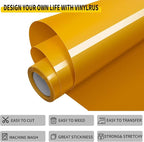 VinylRus Heat Transfer Vinyl-12” x 8ft Yellow Iron on Vinyl Roll - Image 3