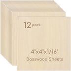 12 Pack Plywood Sheets, Unfinished Wood Boards Blanks by Hosifiy