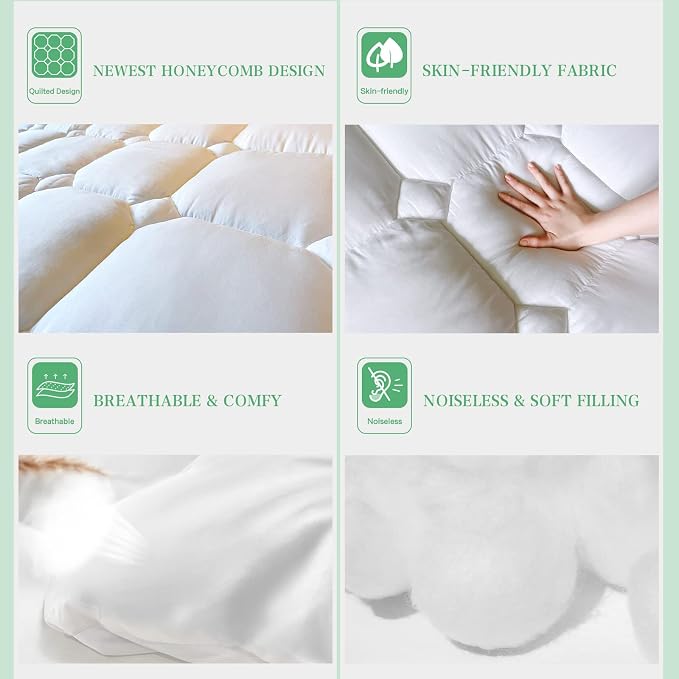 UNILIBRA Full Size Mattress Pad Cooling Rayon from Bamboo, Quilted Fitted - Image 5