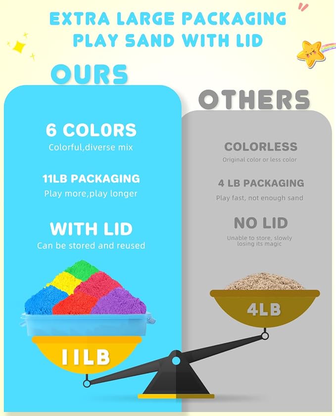 AtMini Play Sand for Kids, 11lbs of 6 Colored Sands, Magic Sand Bulk, Play Sand - Image 2