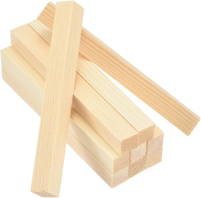 MECCANIXITY 10Pcs Wood Strips Slats, 3/8" x 3/8" x 4" Thin Wood Sticks Flat by MECCANIXITY
