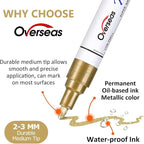 Overseas Oil Based Paint Pens, 5 Colors Metallic Permanent Paint Markers | - Image 2