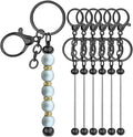 6Pcs Beadable Keychain Bars Blanks Bead Keychain Bar Metal Beaded Keychains by Sugiury