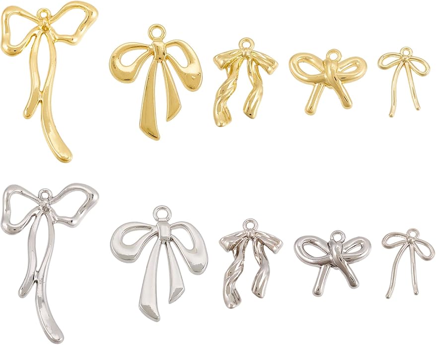 FASHEWELRY Alloy Bowknot Charms Links Golden Bow Tie Connector Charms Metal Bow by FASHEWELRY