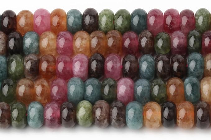 Songxi 5x8mm Dark Tourmaline Rondelle Beads, Gemstone - Image 4