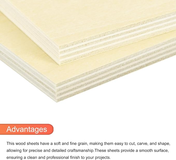 MECCANIXITY 3pcs Basswood Sheets 12 x 8 x 3/8 Inch Unfinished Wood Boards - Image 4