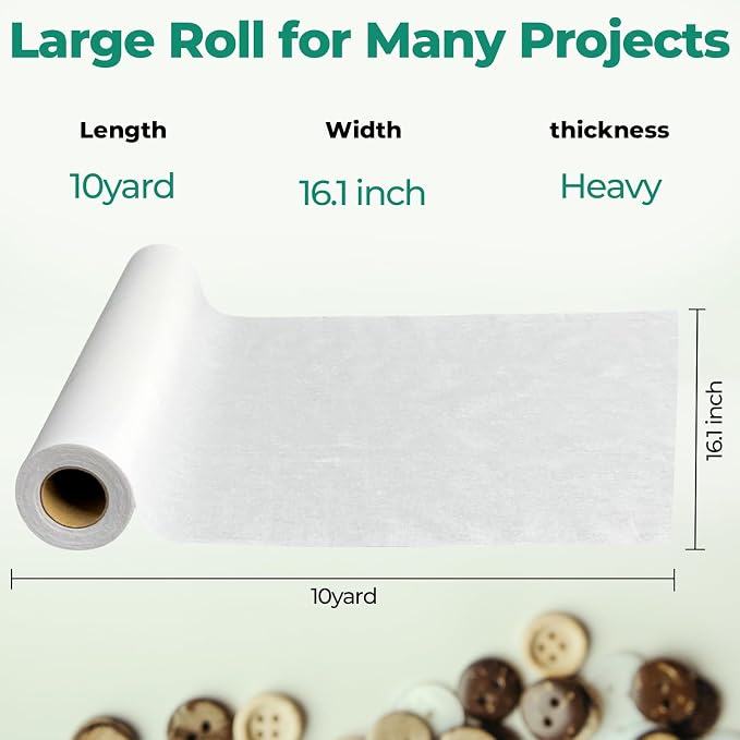 PLANTIONAL Woven Cotton Iron-On Fusible Interfacing, 16.1 inch X 10 Yards White - Image 3