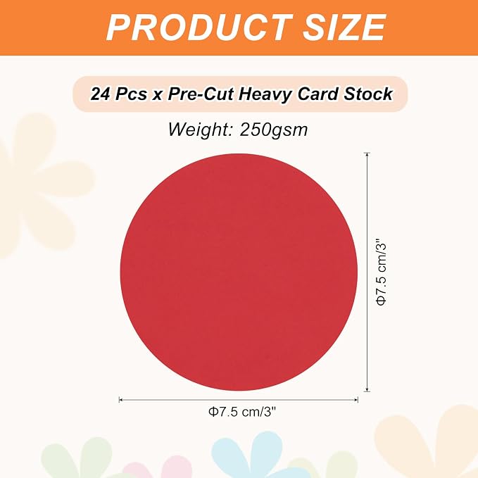 MECCANIXITY 24 Pcs Circle Card Stock, 3 Inch Round Cutouts Paper Thick - Image 2