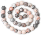 35PCS 10mm Natural Pink Zebra Jasper Round Loose Beads - Image 2